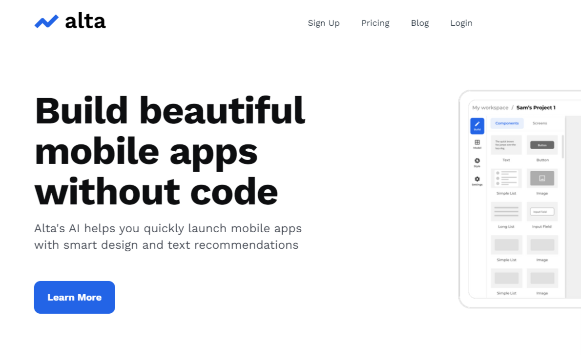 Alta Build Beautiful Mobile Apps