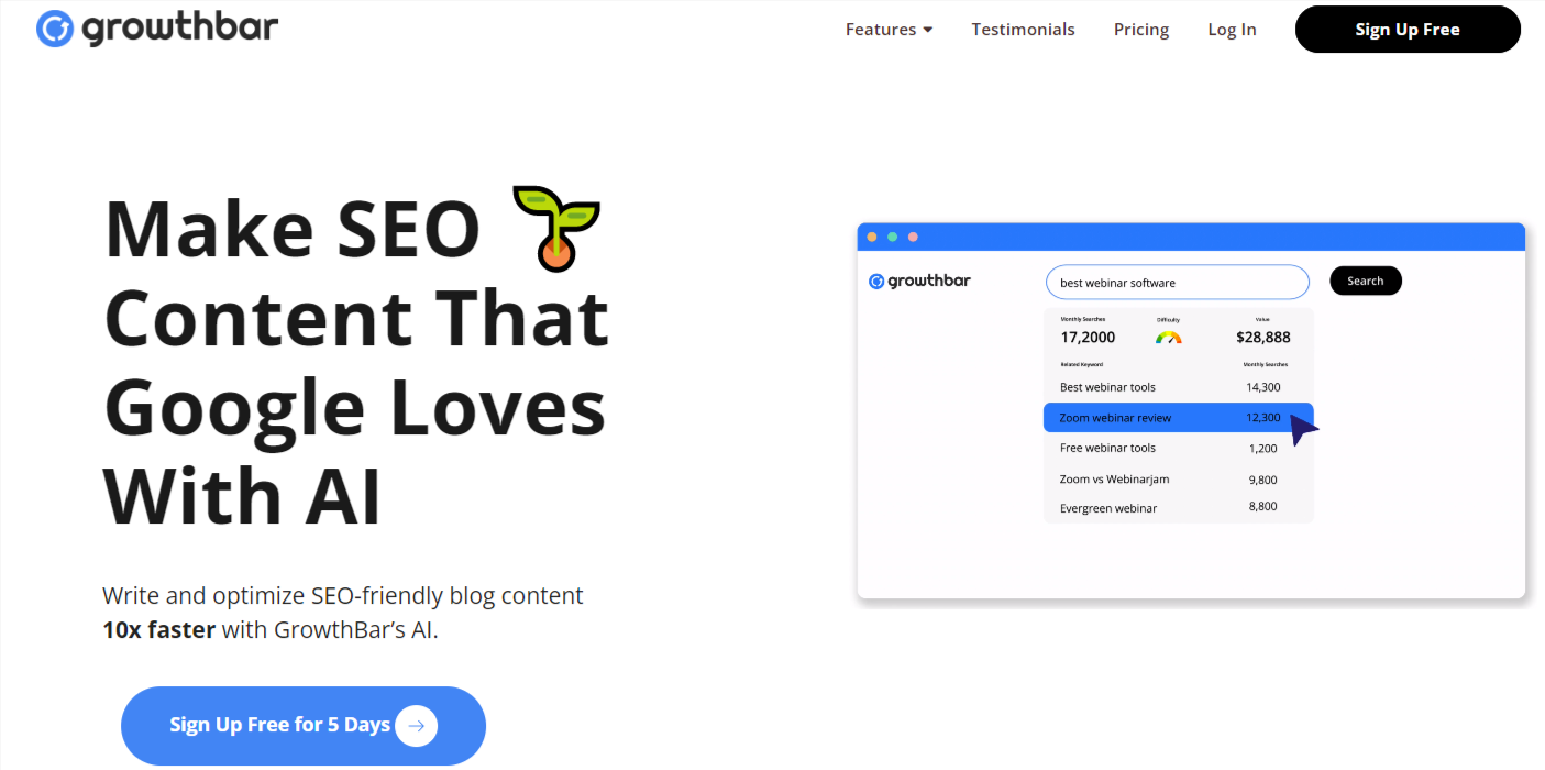 GrowthBar The Ultimate AI Writing Tool for Bloggers Content Teams