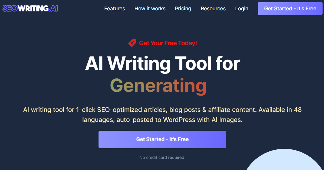 SEOWRITING AI Writing Tool for 1 Click SEO Articles